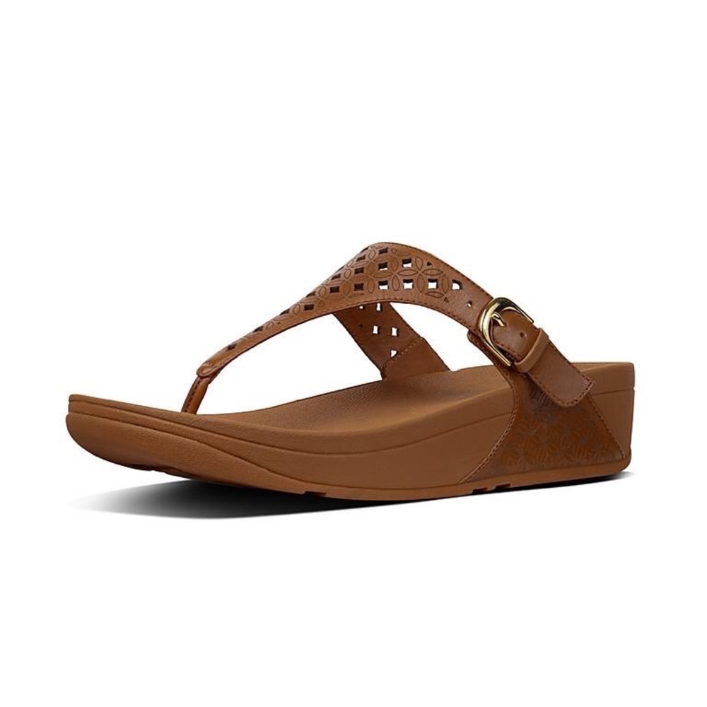 FitFlops Latticed Leather Sandals in Caramel